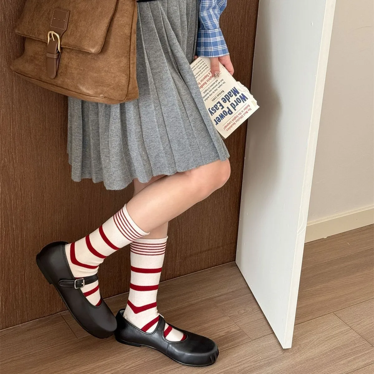 Silk Sock Bamboo - Koreanische Winter Gestreiften Wolle Seide frauen